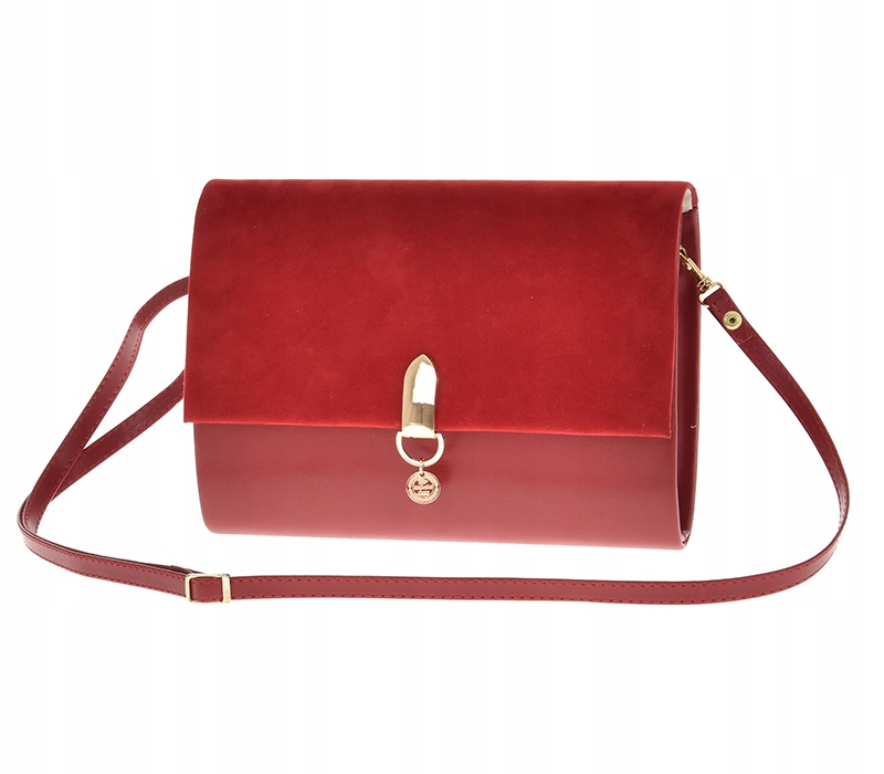 Laura Biaggi - torebka wizytowa kopertowa czerwony mat klapka zamsz LA29