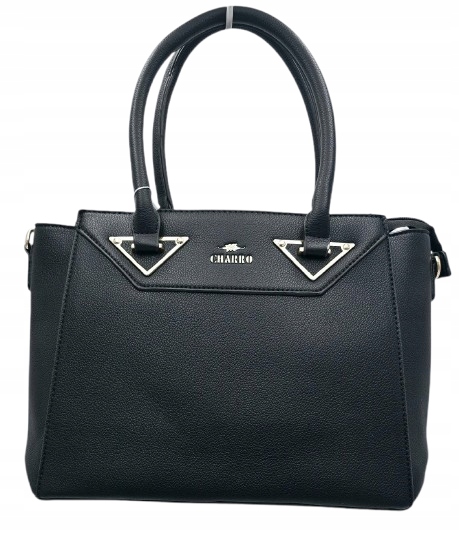 Charro - torebka shopper skóra ekologiczna czarny groszek mat CH5785-11