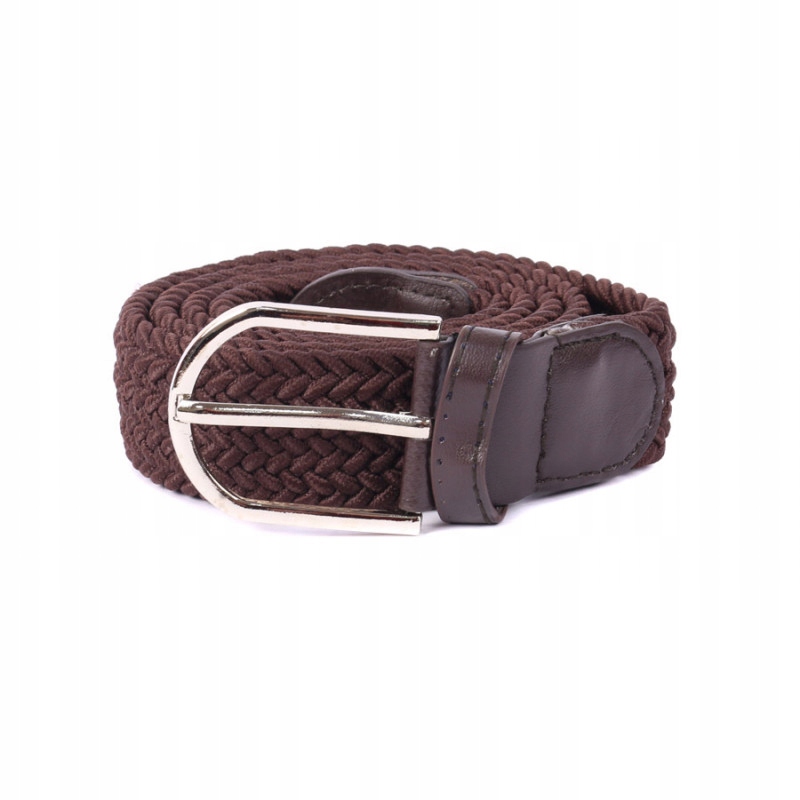 Pasek damski pleciony guma ciemny brąz 3,2cm