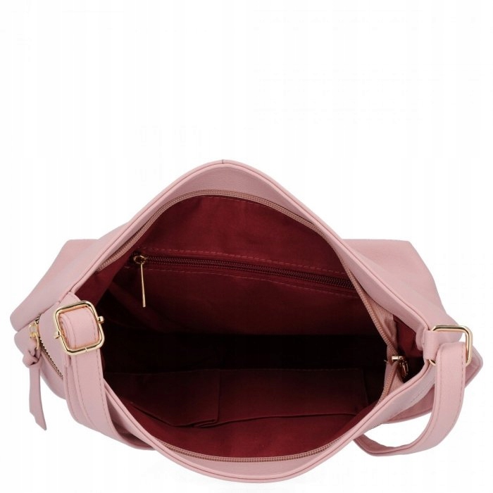 Herisson - torebka worek dwa zamki skóra ekologiczna pudrowy róż 1052L2083