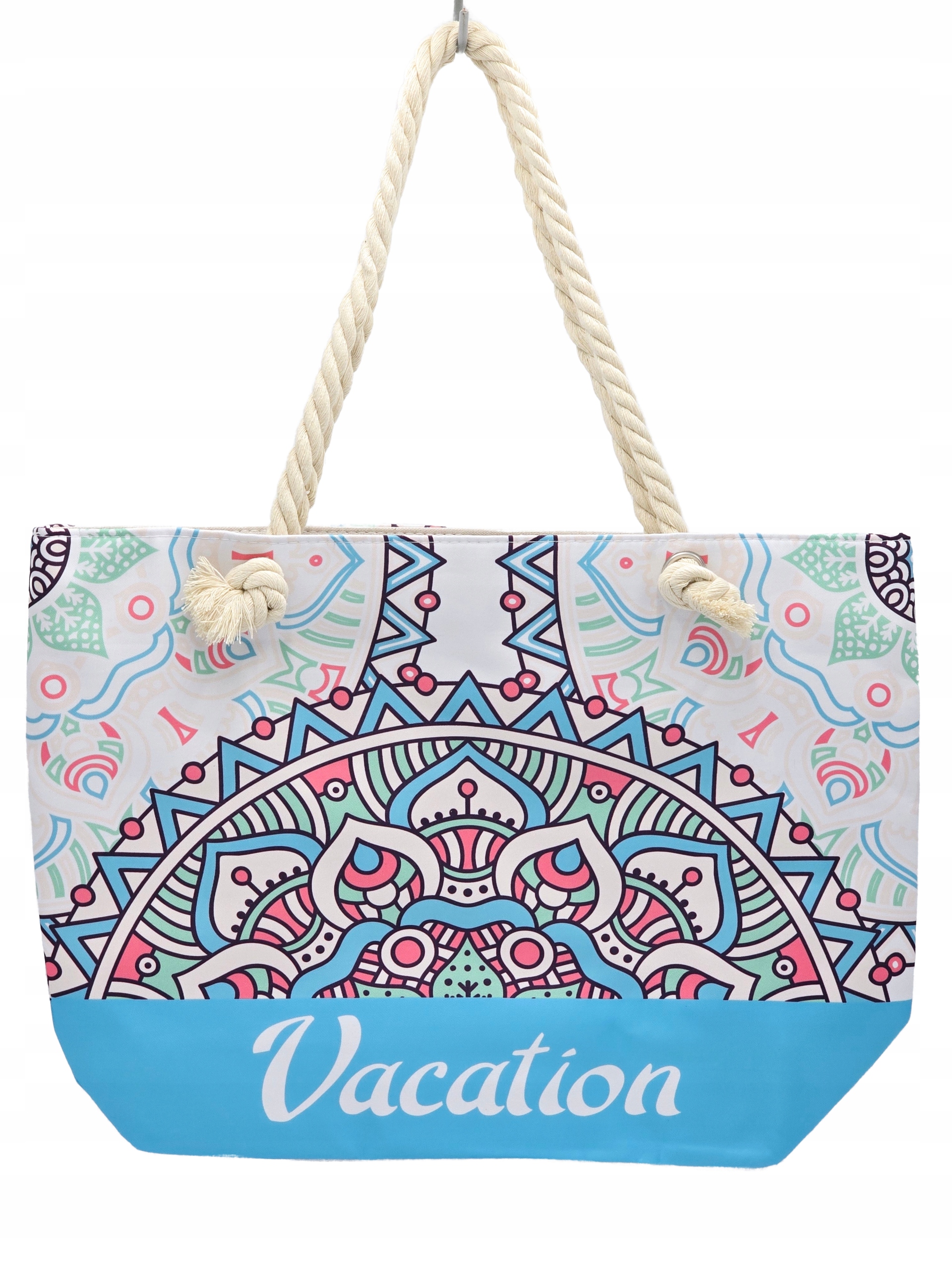 DeDa - materiałowa torba plażowa etniczne wzory błękitny D06-3