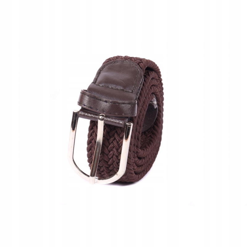 Pasek damski pleciony guma ciemny brąz 3,2cm