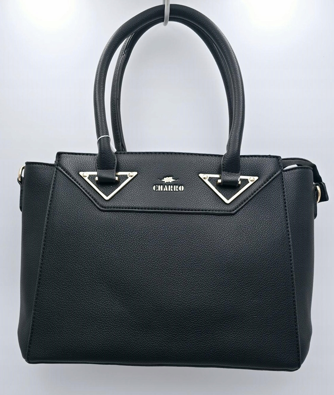 Charro - torebka shopper skóra ekologiczna czarny groszek mat CH5785-11