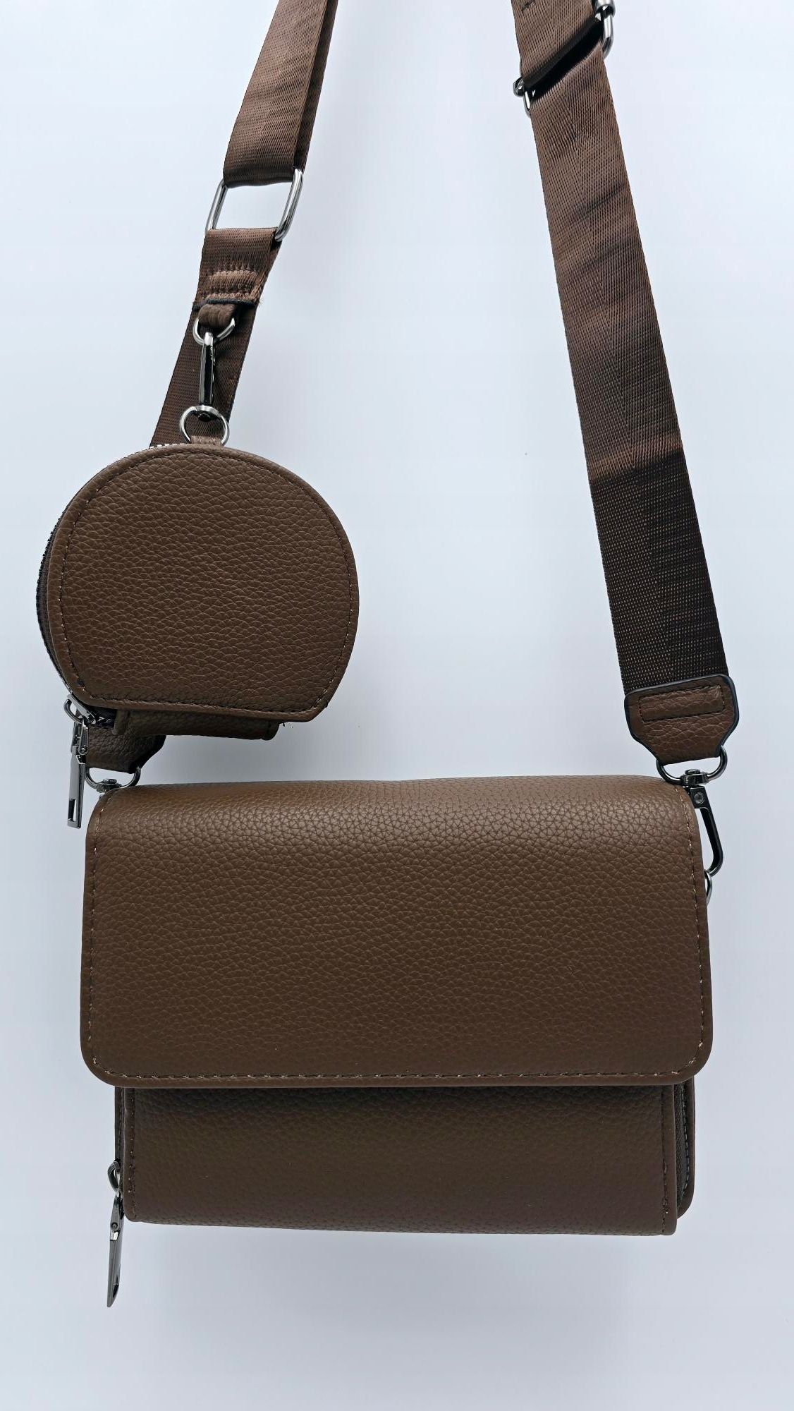 Victoria J. - torebka listonoszka portfelik pasek BOHO czekolada VJ-938