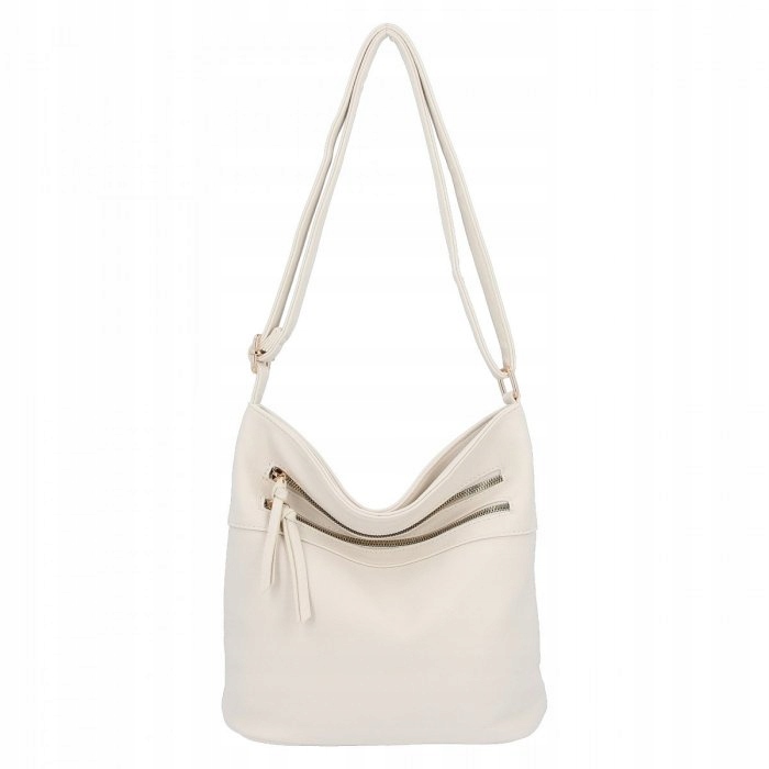 Herisson - torebka worek dwa zamki skóra ekologiczna beżowy 1052L2073