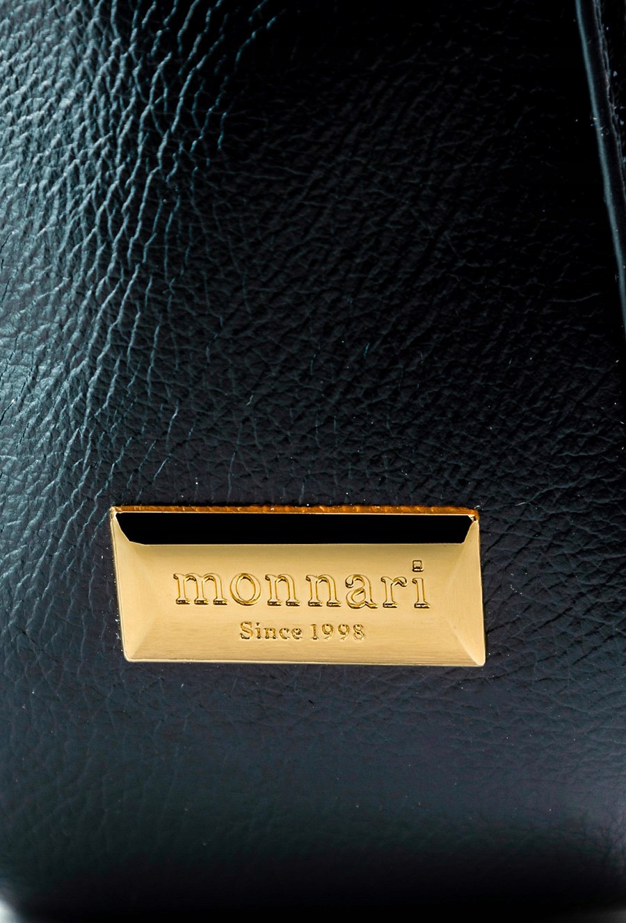 Monnari - torebka listonoszka koszyk pleciony panel beżowo-czarny BAG0410