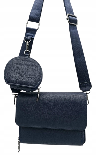 Victoria J. - torebka listonoszka portfelik pasek BOHO granatowy VJ-938