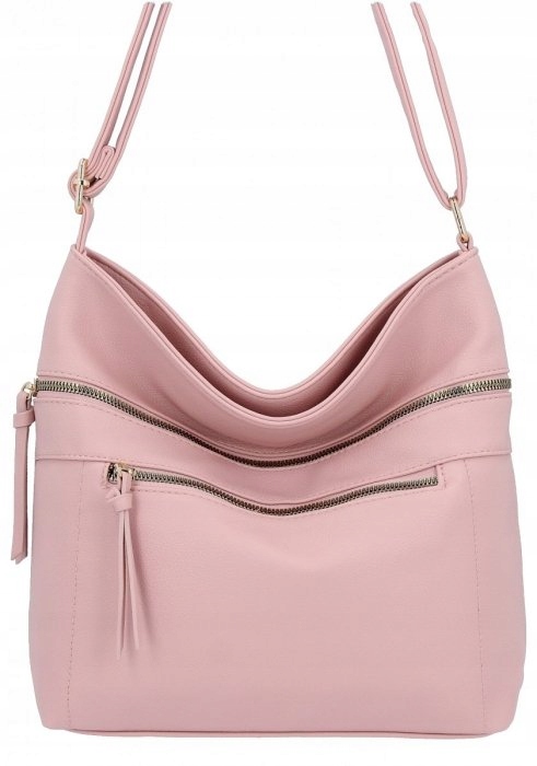 Herisson - torebka worek dwa zamki skóra ekologiczna pudrowy róż 1052L2083