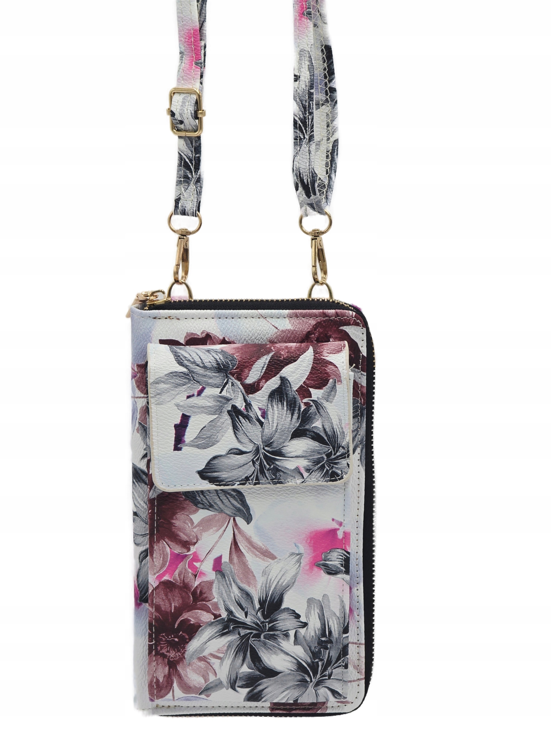 Torebka listonoszka portfel kwiaty wielokolorowy czarny AB0140