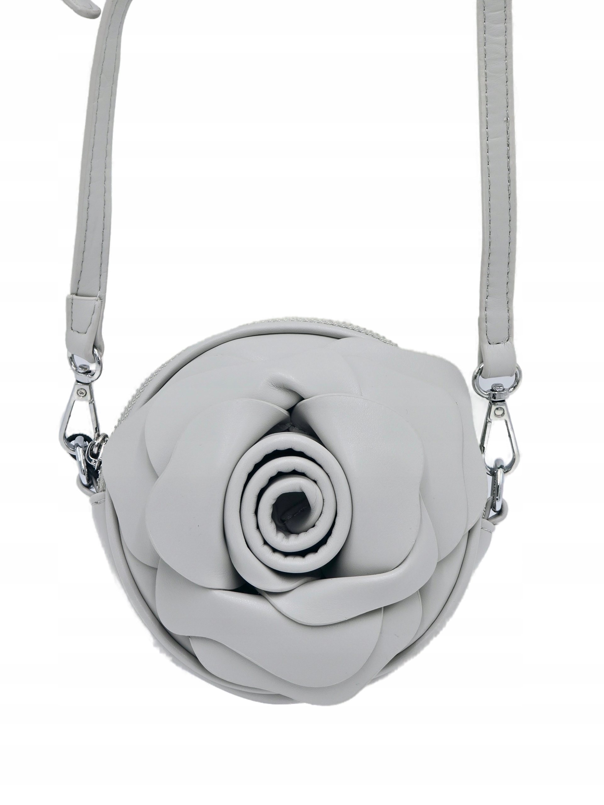 Erick Style - torebka listonoszka skóra ekologiczna kwiatek 3D szary H1232