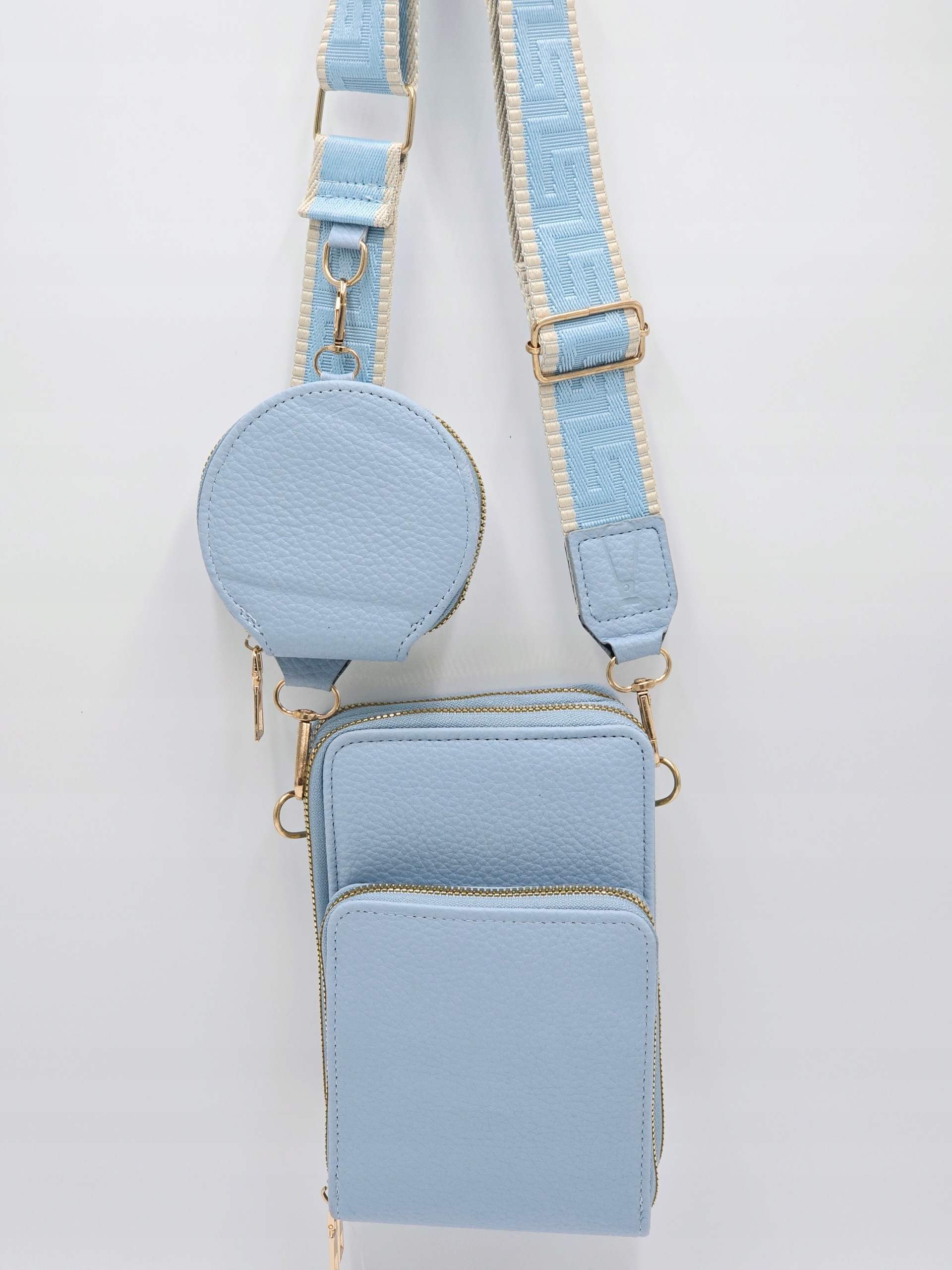 Victoria J. - torebka rowerówka portfel portfelik pasek BOHO błękitny HD470