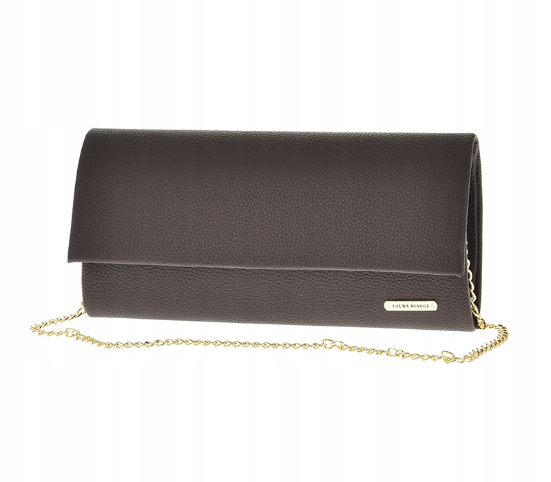 Laura Biaggi - elegancka torebka wizytowa łańcuszek czekolada groszek JP115