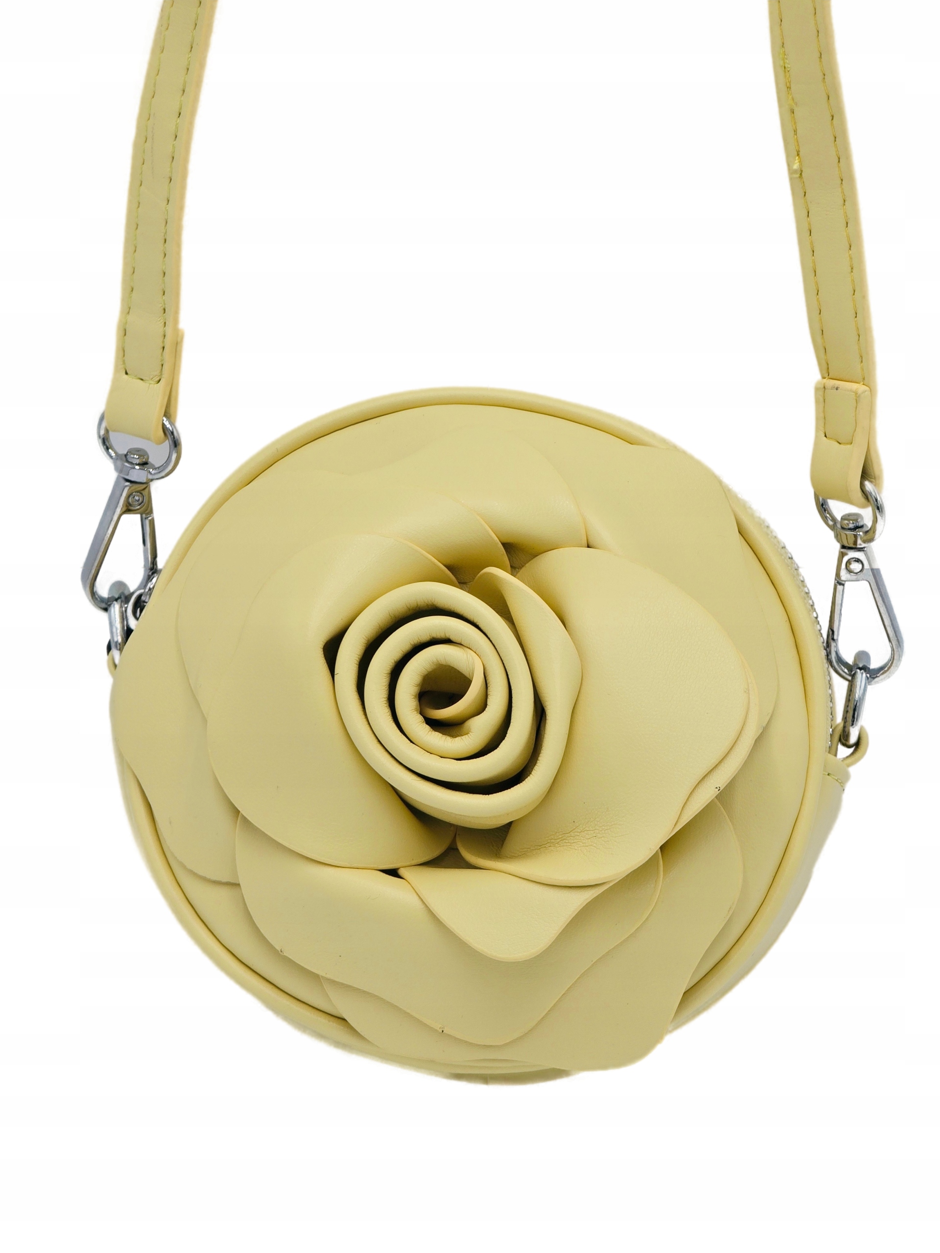 Erick Style - torebka listonoszka skóra ekologiczna kwiatek 3D żółty H1232