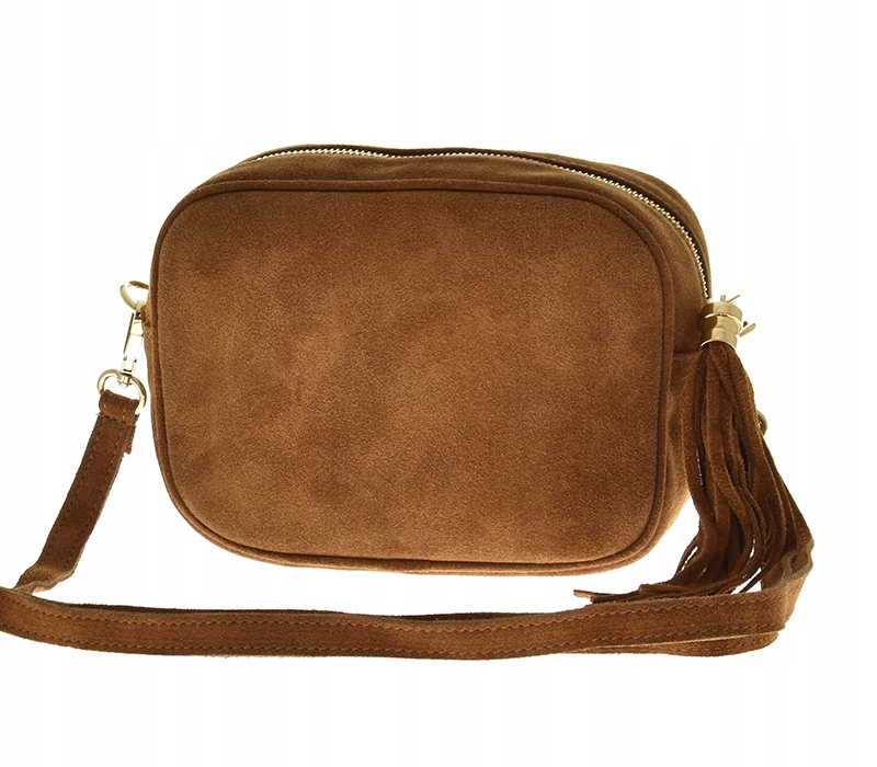 Laura Biaggi - torebka listonoszka skóra naturalna zamsz brązowy TS 04-519