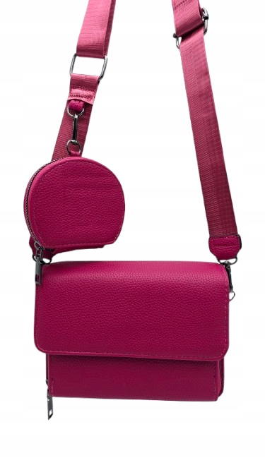 Victoria J. - torebka listonoszka portfelik pasek BOHO różowy fuksja VJ-938