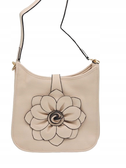 Maxfly - torebka listonoszka skóra ekologiczna kwiat 3D pudrowy róż H503