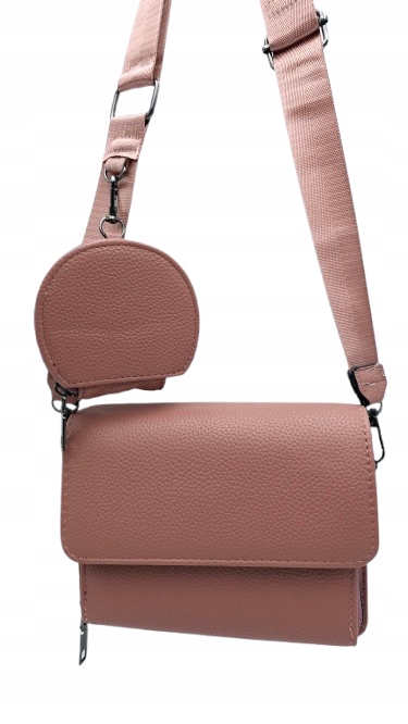 Victoria J. - torebka listonoszka portfelik pasek BOHO brudny róż VJ-938