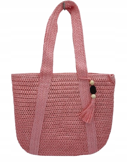 Maxfly - modna pleciona torebka chwost jasny różowy L0105