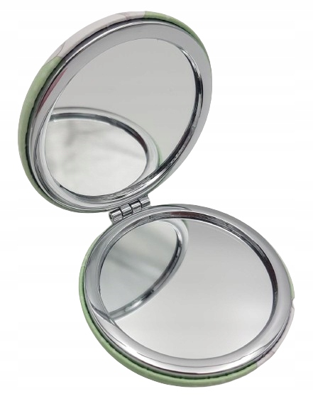 Lusterko kieszonkowe 7,3 cm podwójne kotek jasnozielone