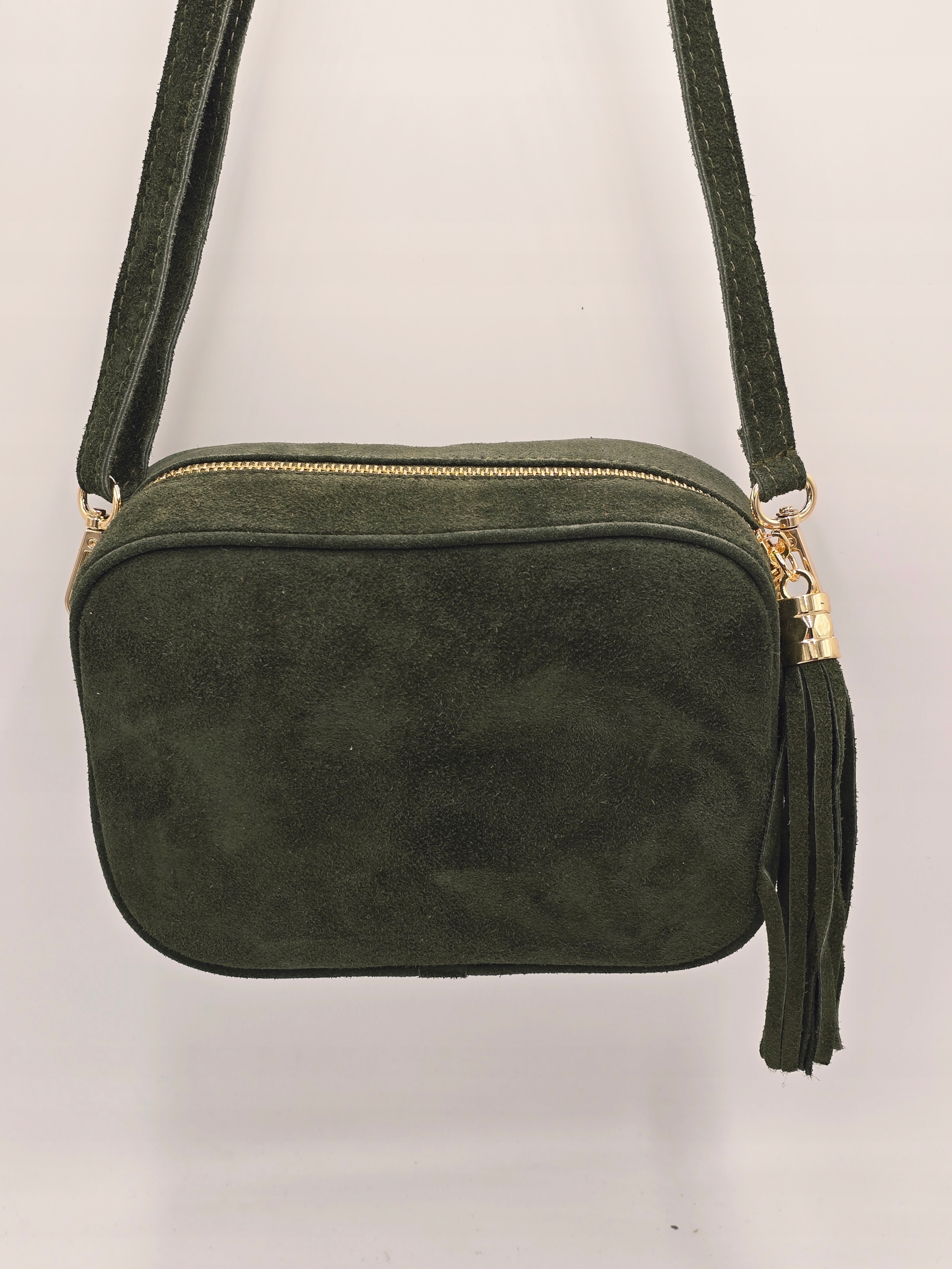 Laura Biaggi - torebka listonoszka skóra naturalna zamsz khaki TS 04-519