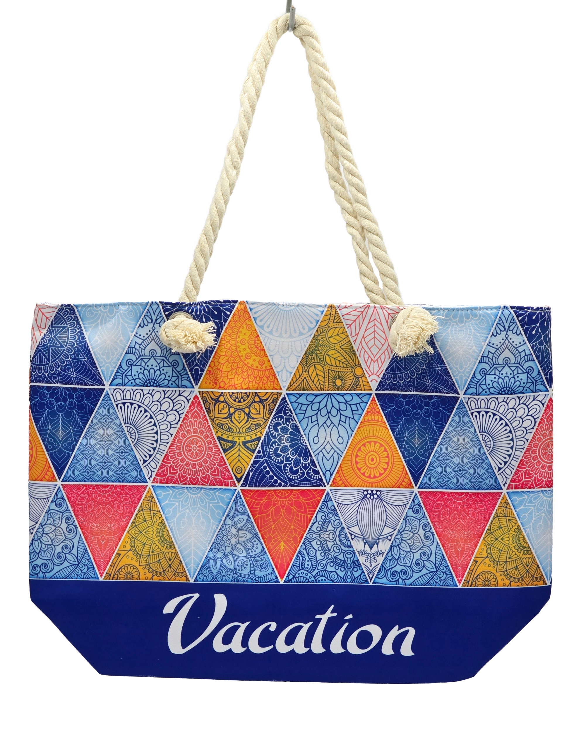 DeDa - materiałowa torba plażowa etniczne wzory niebieski D06-3