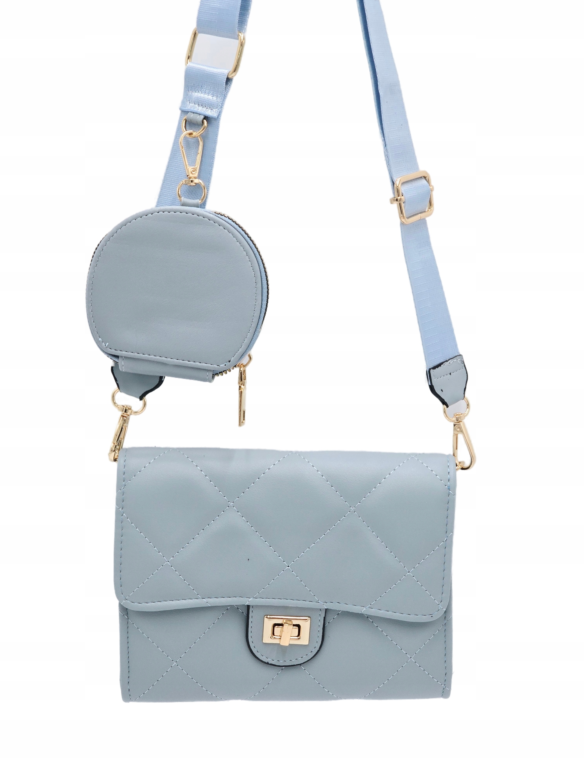 Victoria J. - torebka listonoszka portfelik pikowana niebieski VJ-952