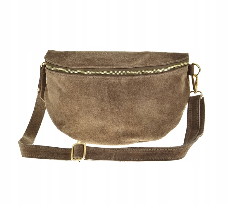 Torebka listonoszka nerka skóra naturalna zamszowa brązowy mokka TS 04-540