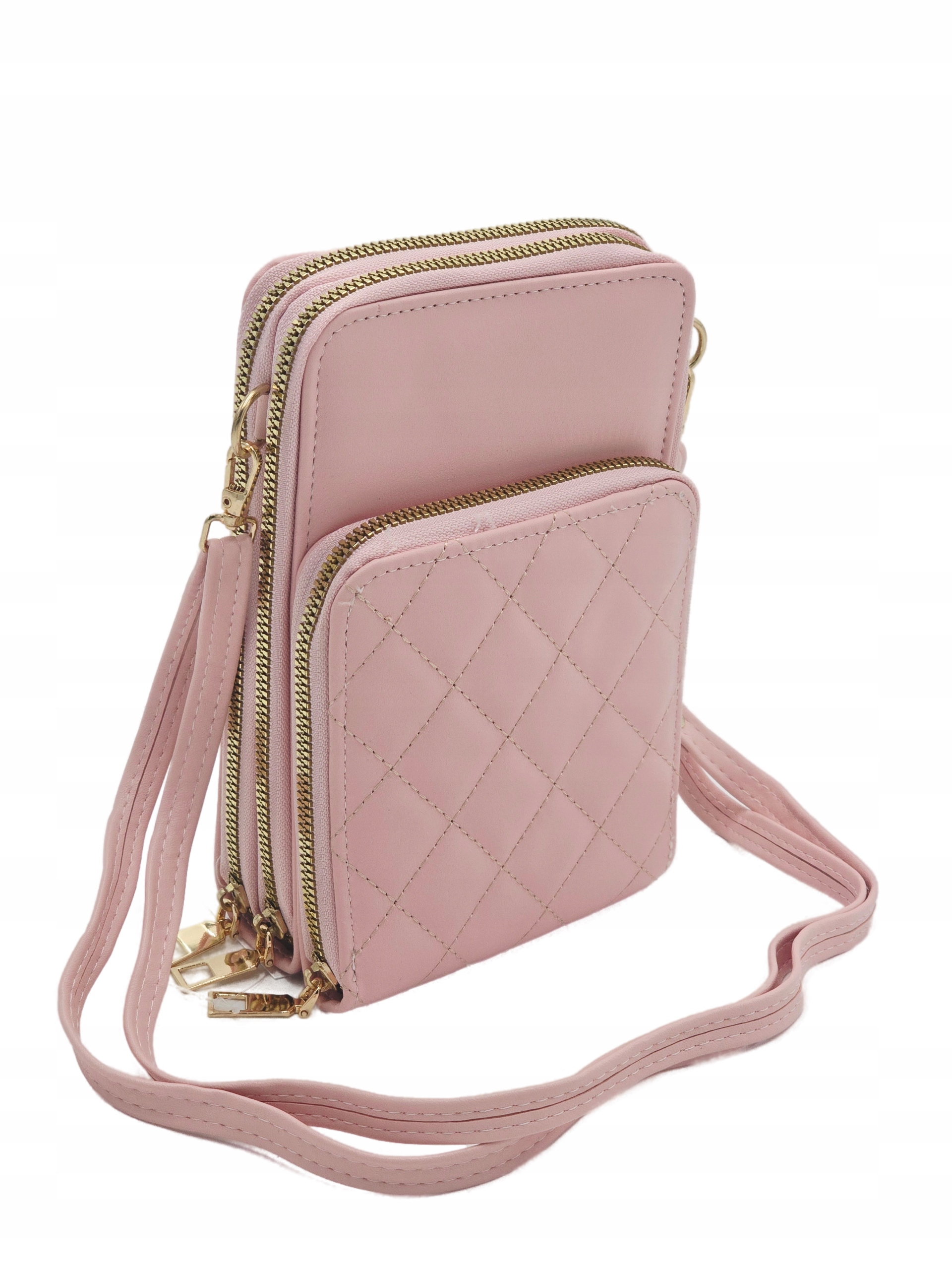 Victoria J torebka rowerówka portfel etui na telefon pikowanie różowy HD473