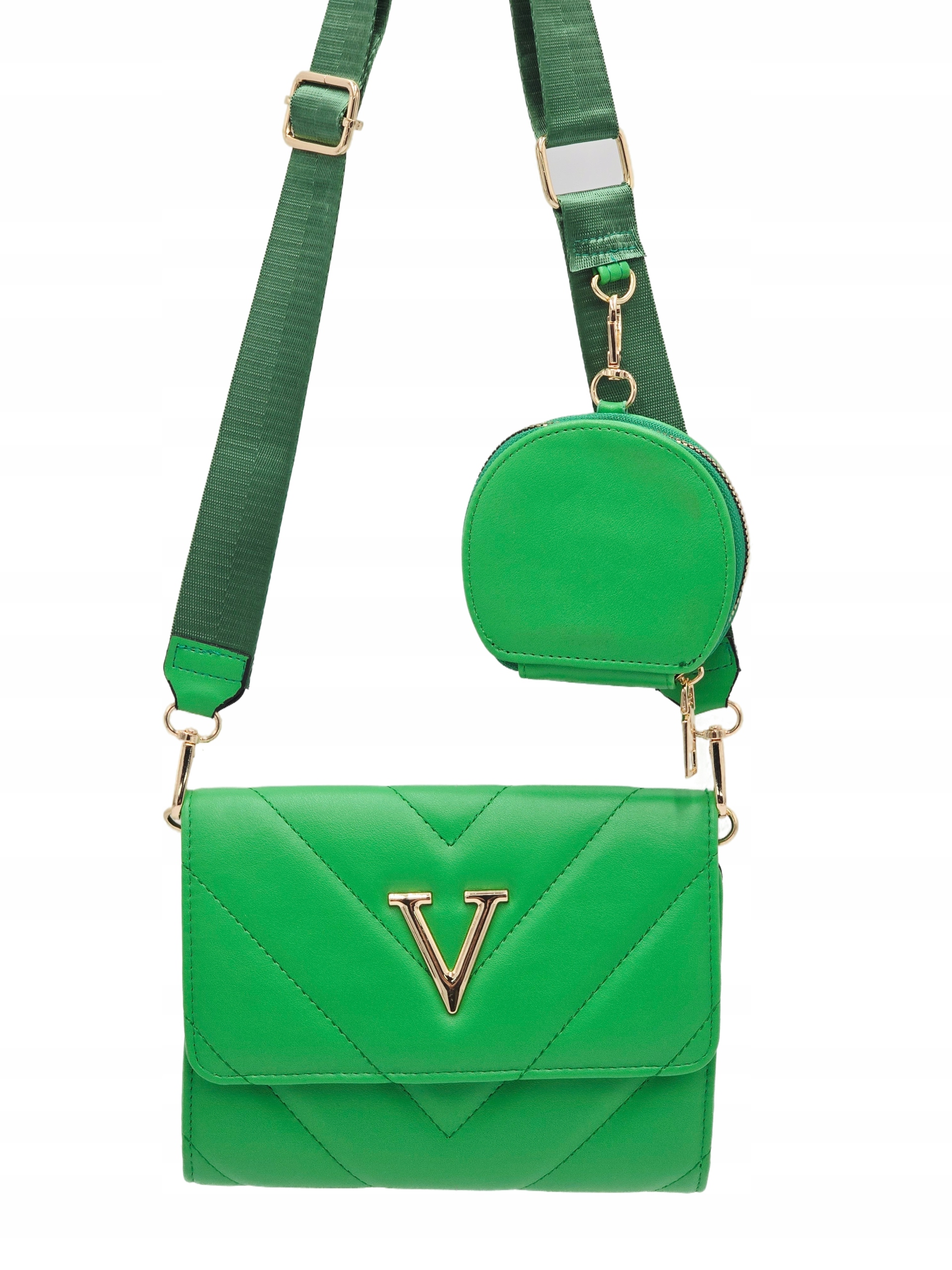 Victoria J. - torebka listonoszka portfelik przeszycia zielony VJ-954