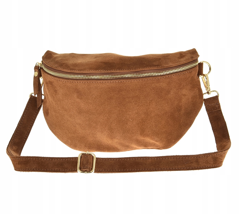 Torebka listonoszka nerka skóra naturalna zamszowa brązowy calem TS 04-540