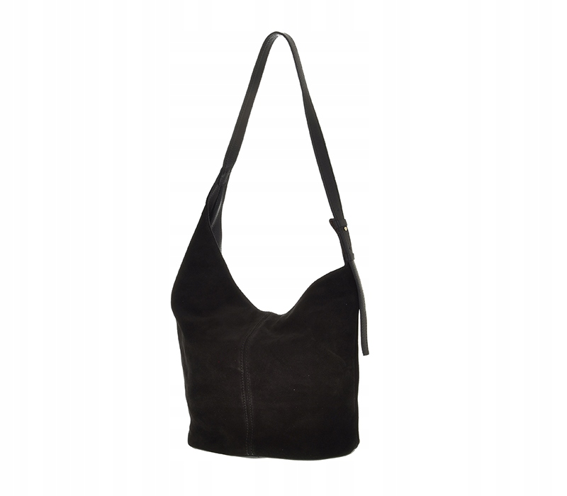 Laura Biaggi - torebka worek skóra naturalna zamsz czarny TS 112-42