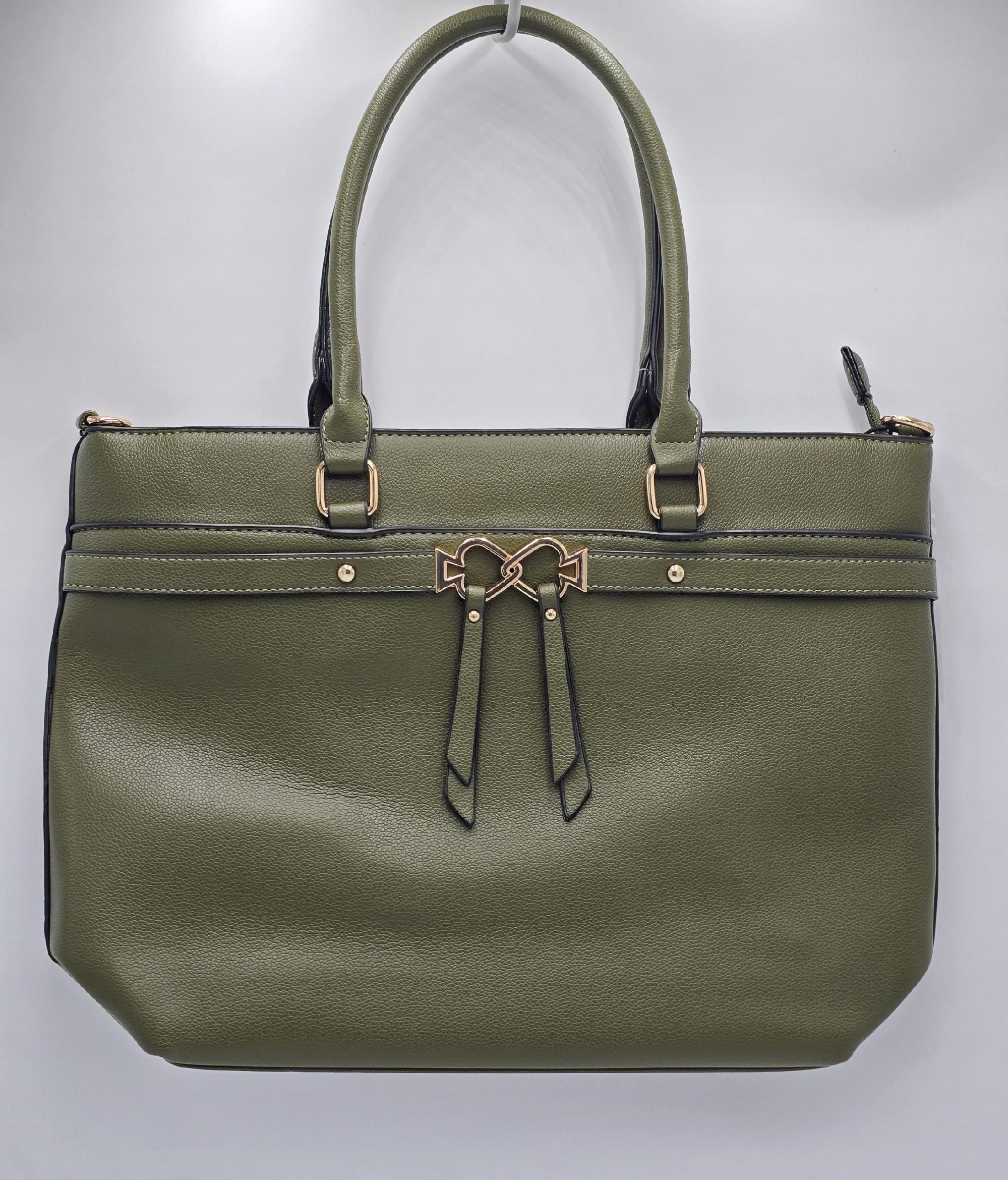 Erick Style - duża klasyczna torebka shopper zielony khaki mat A0305