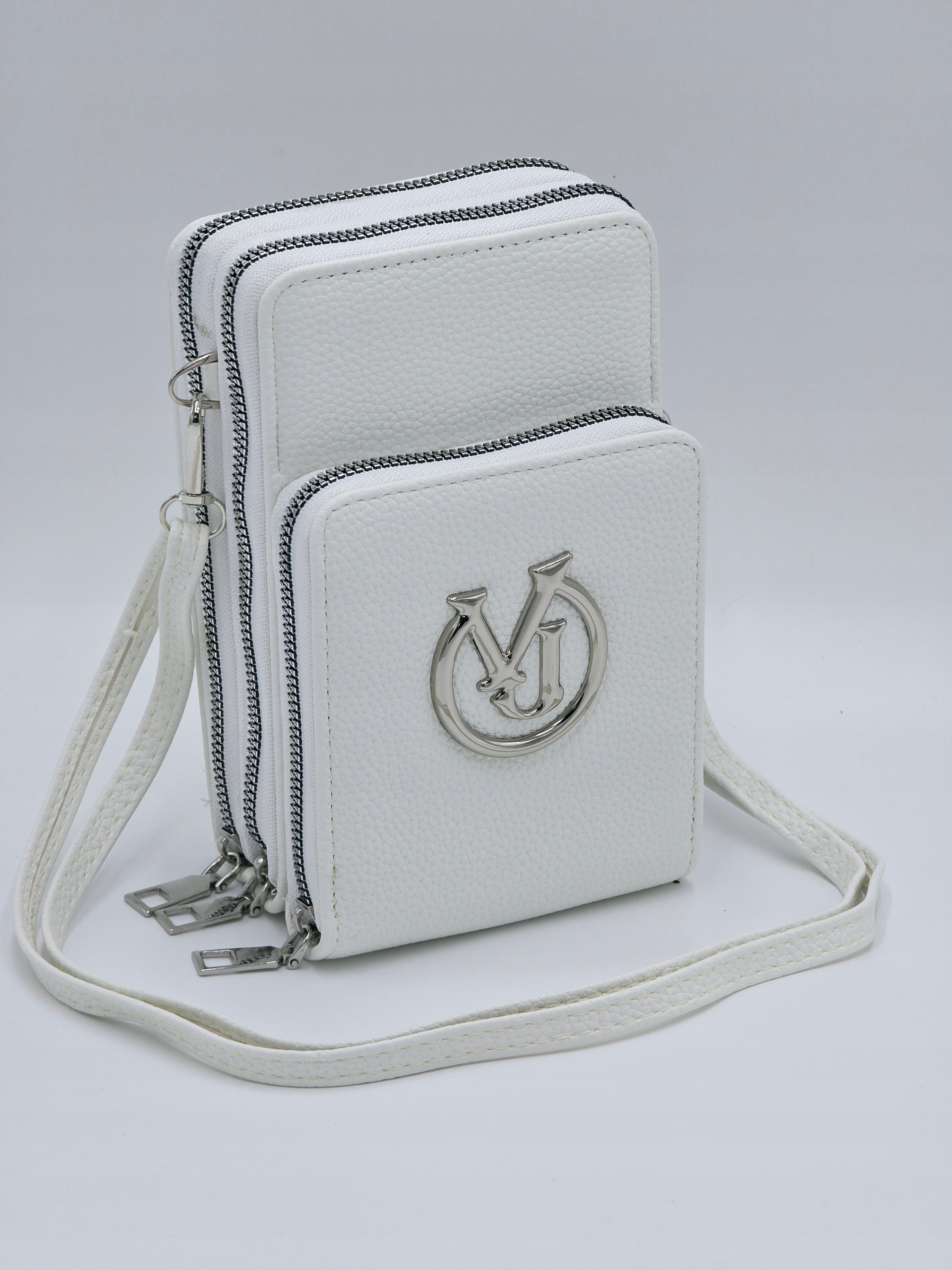 Victoria J - torebka rowerówka portfel etui na telefon biały groszek VJ2005