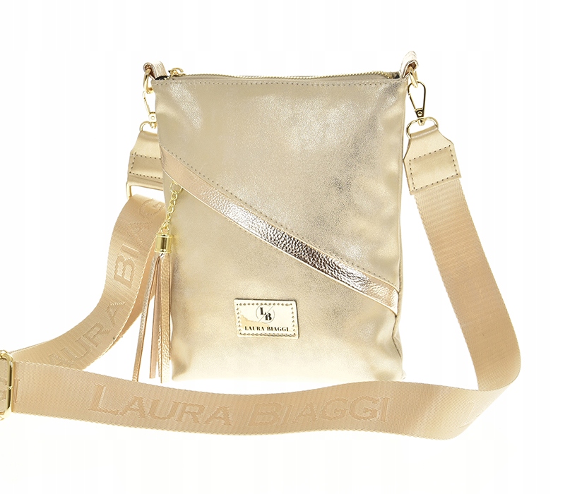 Laura Biaggi - torebka listonoszka złoty przetarcia + błysk chwost L323012