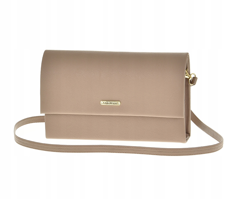 Laura Biaggi - torebka wizytowa kopertowa brązowy taupe mat JP40