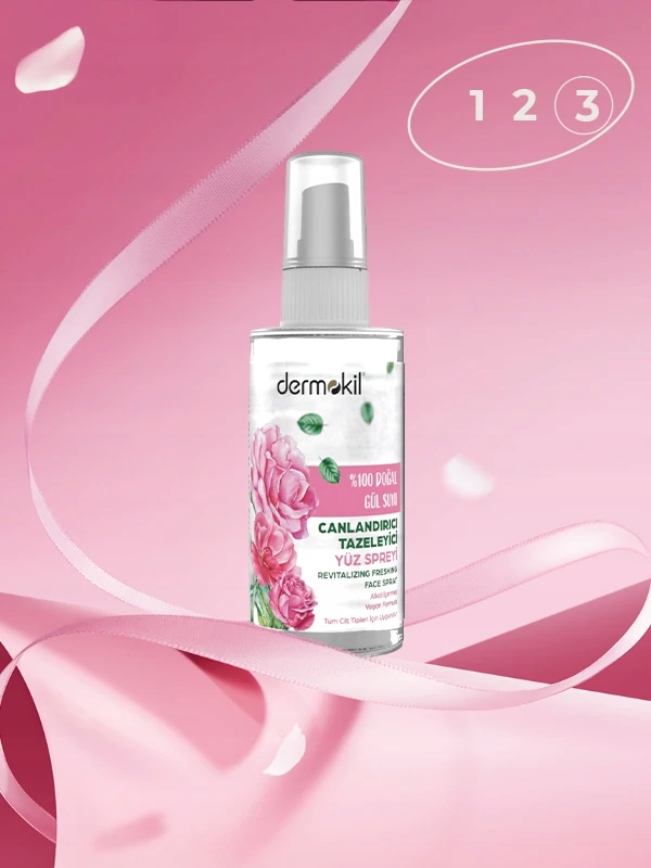 Dermokil - naturalny odświeżający spray do twarzy z 100% wodą różaną 50 ml
