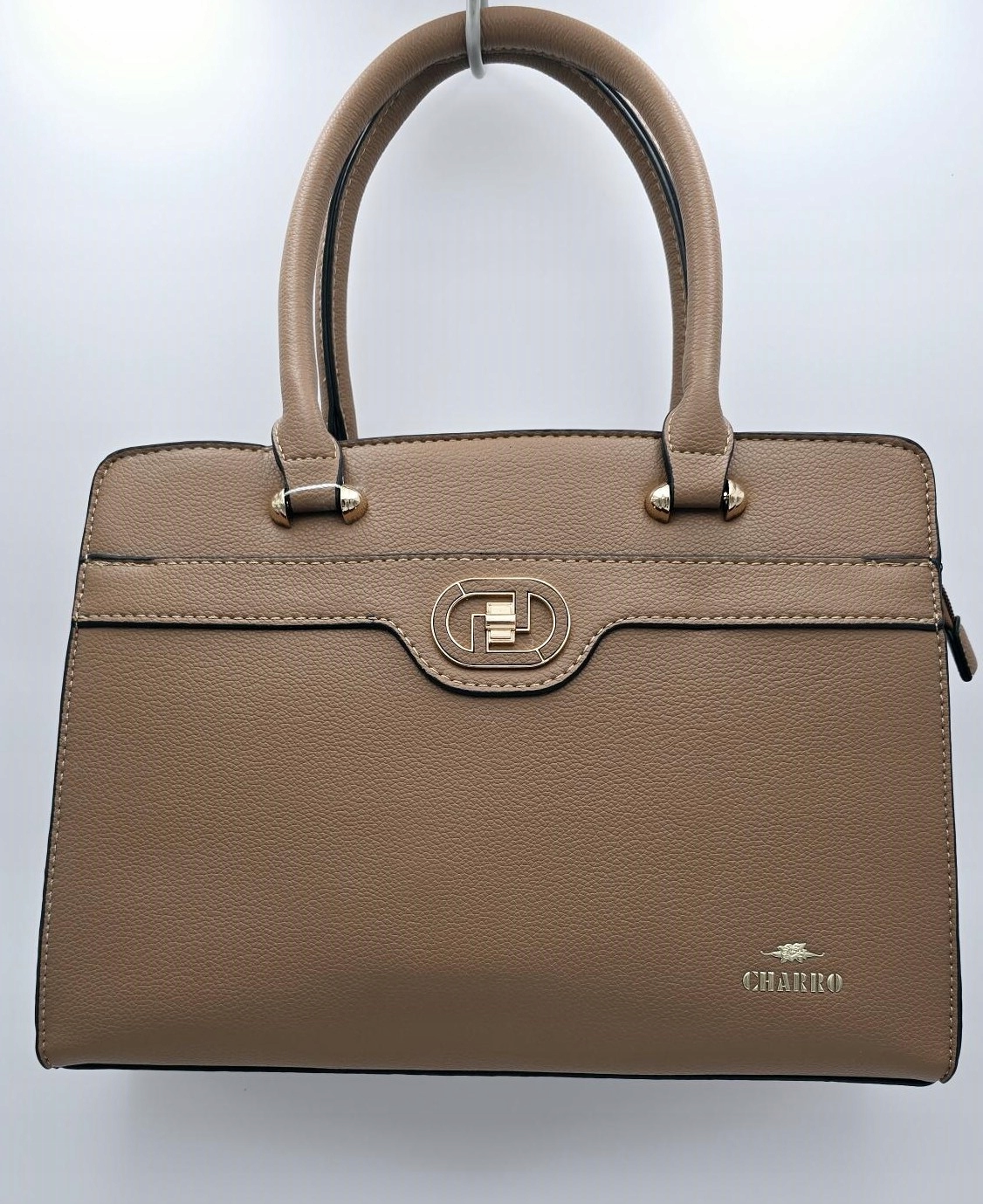Charro - torebka shopper skóra ekologiczna brązowy taupe groszek CH5785-4