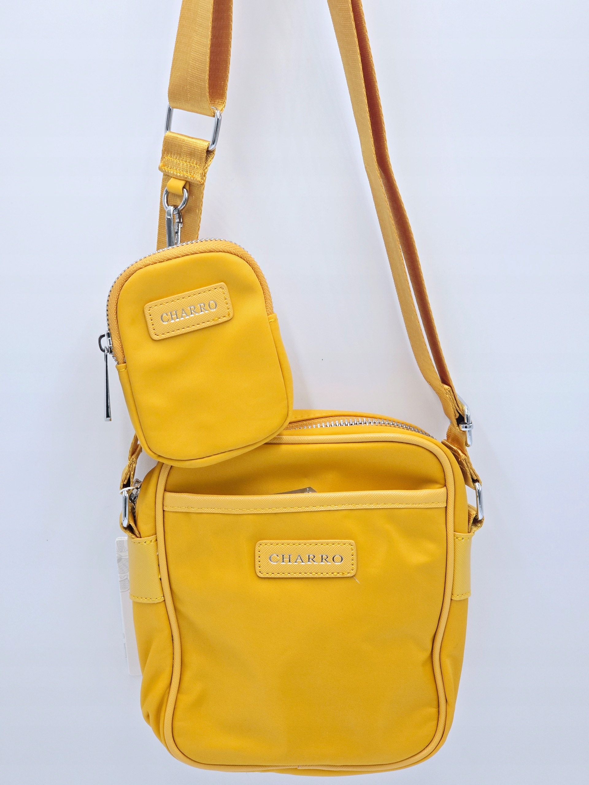 Charro - torebka listonoszka z portfelikiem PVC żółty CH8065-19