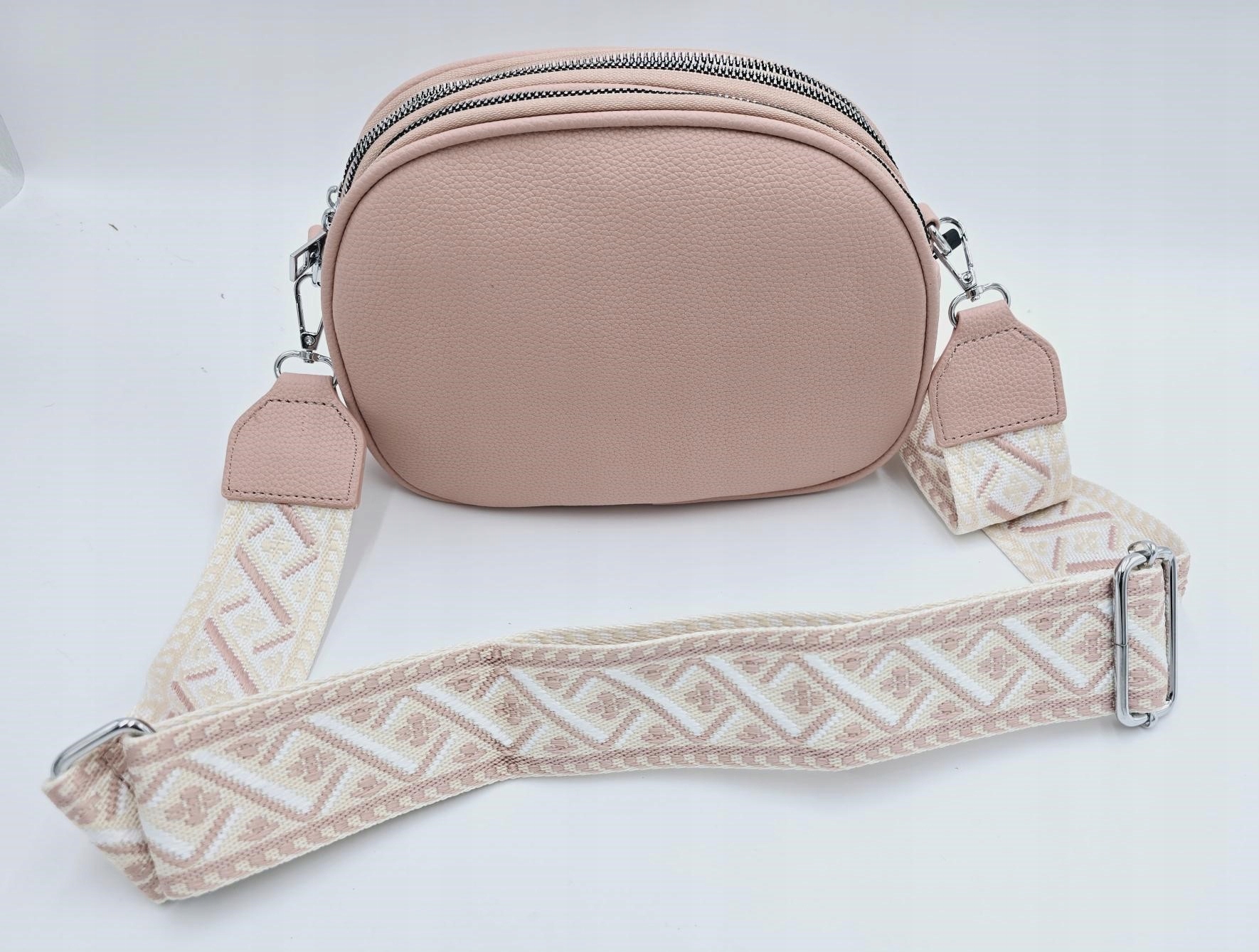 Eric Style - torebka listonoszka skóra ekologiczna pasek BOHO różowy H0113