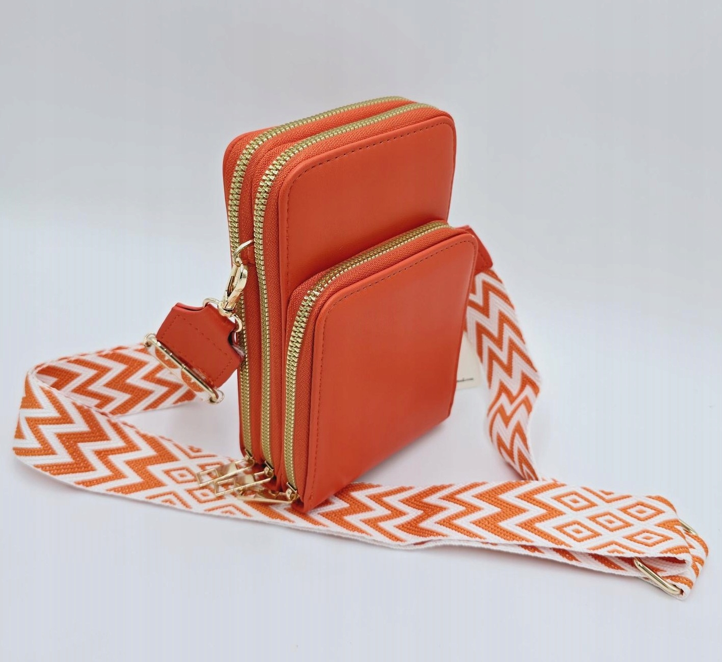 Sara Moda - torebka rowerówka portfel etui na telefon pomarańczowy mat 327