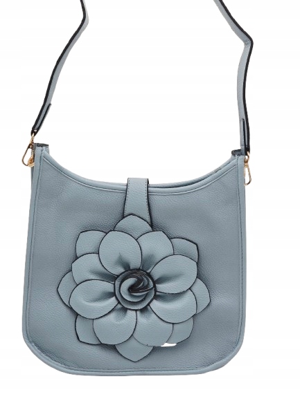 Maxfly - torebka listonoszka skóra ekologiczna kwiat 3D niebieski H503