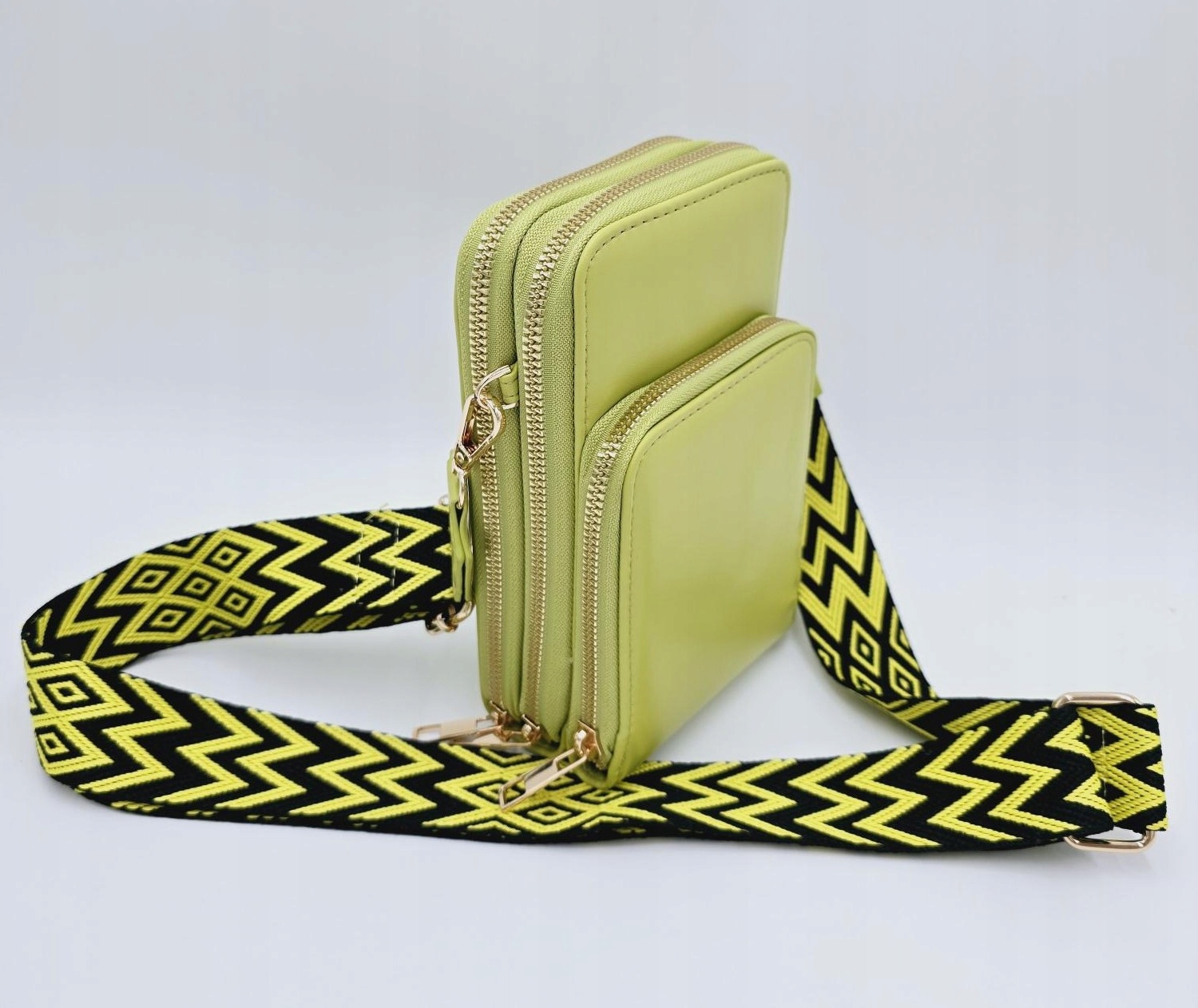 Sara Moda - torebka rowerówka portfel etui na telefon zielony limonka 327