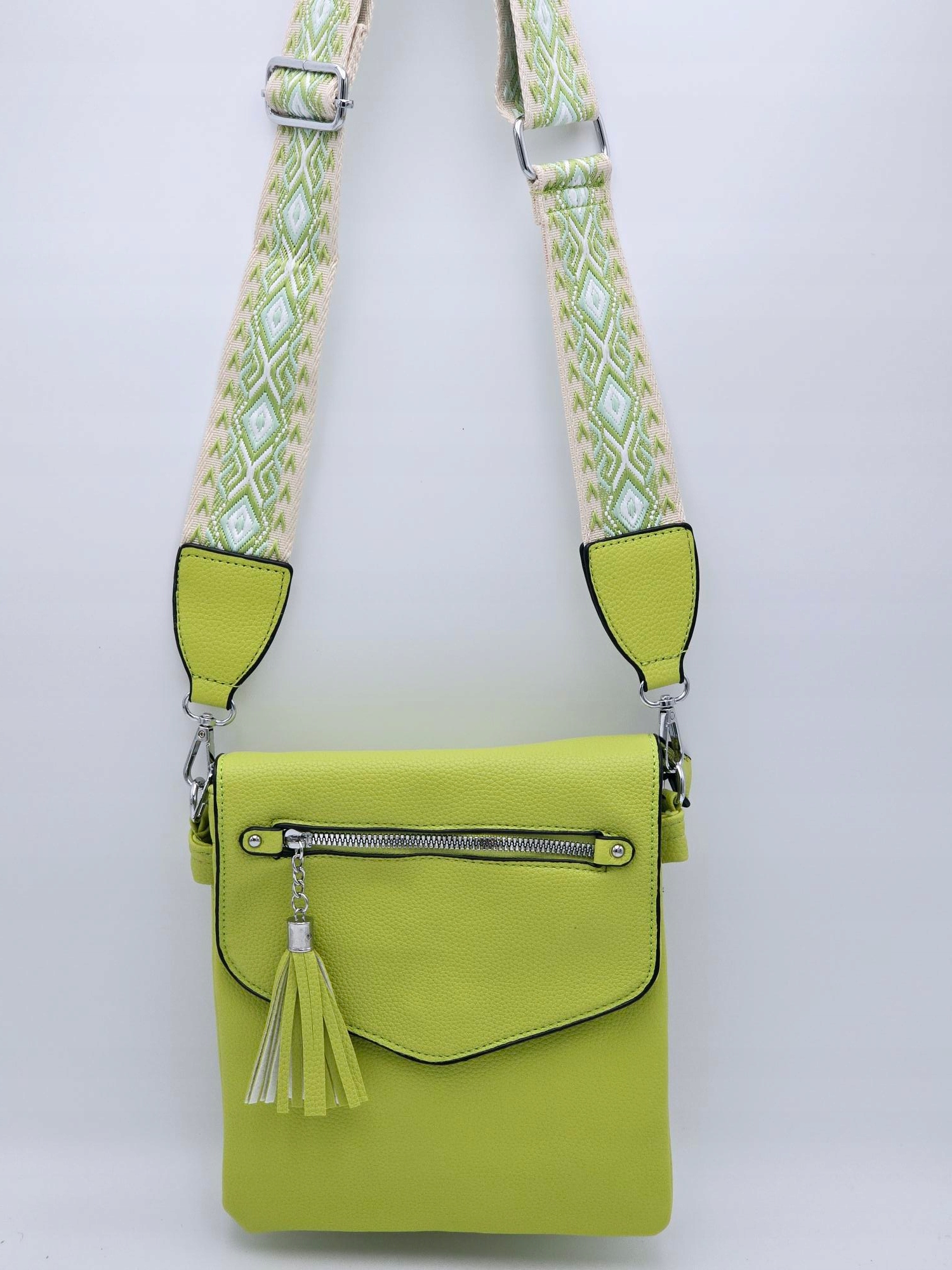 Erick Style torebka listonoszka skóra ekologiczna pasek BOHO zielony A0951