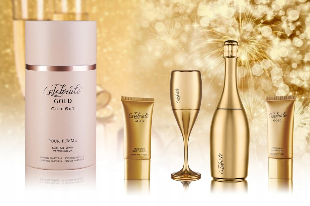 Sellion – zestaw upominkowy kosmetyków Celebrate Gold w pudełku 5el.