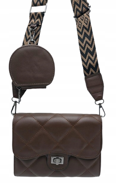 Victoria J - torebka pikowana portfelik pasek BOHO brązowy czekolada VJ-939