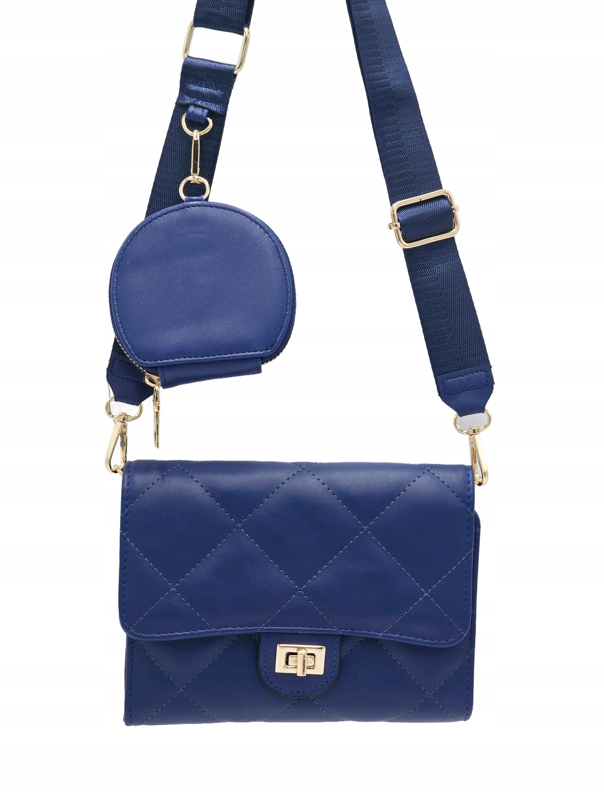 Victoria J. - torebka listonoszka portfelik pikowana granatowy VJ-952