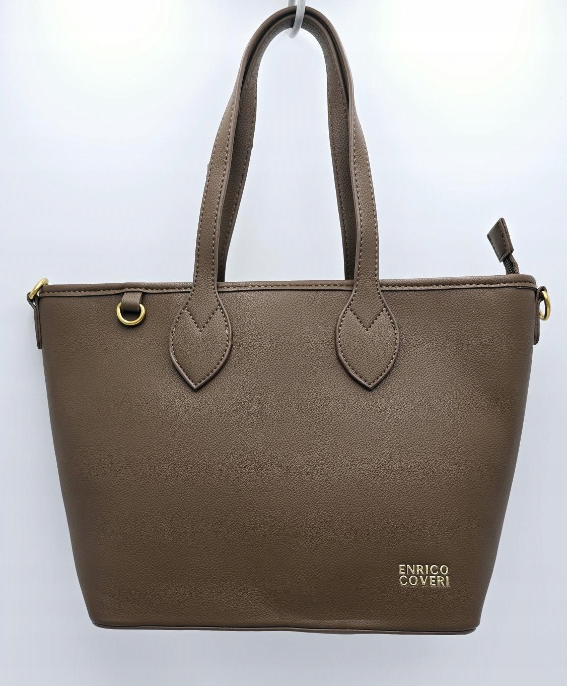 Enrico Coveri - torebka shopper skóra ekologiczna ciemny brązowy mat EC6072