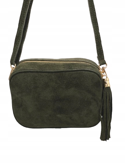 Laura Biaggi - torebka listonoszka skóra naturalna zamsz khaki TS 04-519