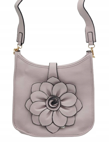 Maxfly - torebka listonoszka skóra ekologiczna kwiat 3D fioletowy H503