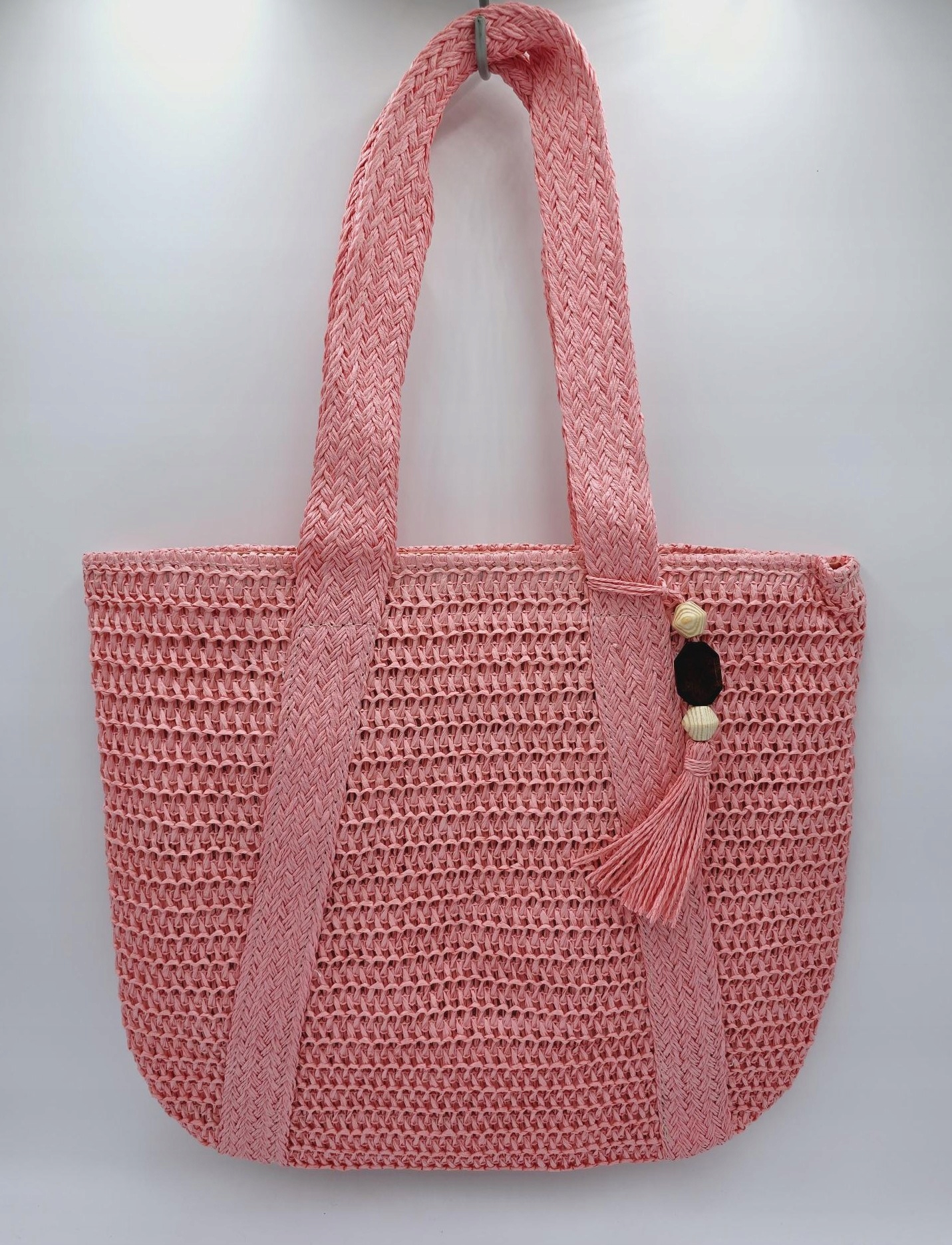 Maxfly - modna pleciona torebka chwost jasny różowy L0105